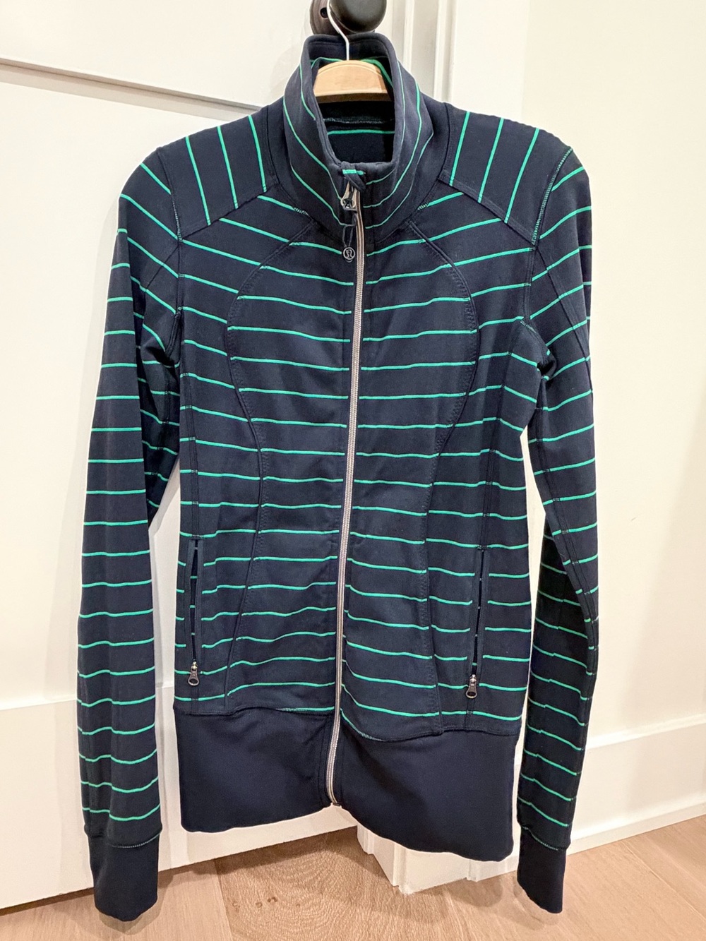 Lululemon Define Jacket- Navy with Teal Stripes